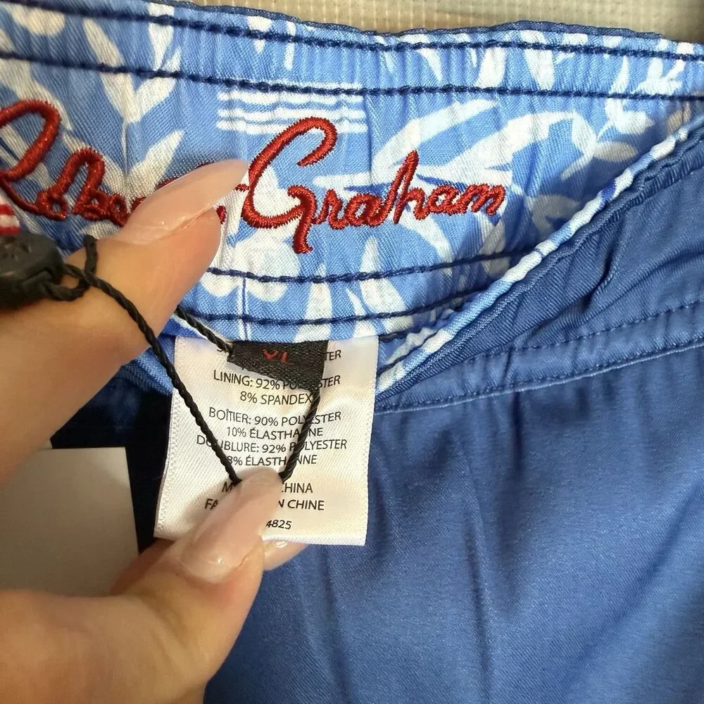 Robert Graham True Blue ‘Bulldog w/Shades’ Swim Trunks Men’s Extra Large NWT $98